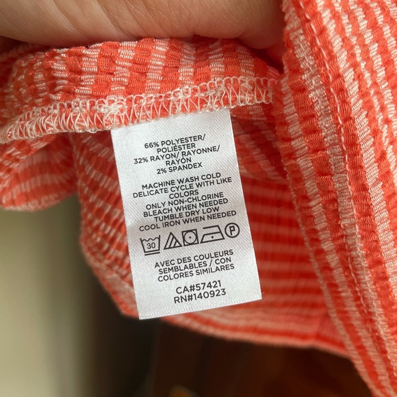 Loft Ribbed Red & White Striped Tie Arm Tee - Size XL - Picture 6 of 6